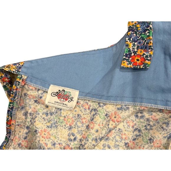 Vintage Lanz Originals Canvas Like Floral‎ Apron W Pockets Tie In Back One Size - Picture 7 of 7